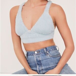 NWT For love and lemons Devon Luxe Plush Fuzzy Cropped Lounge Bra Crop top